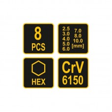 56649 VOREL Set 8 chei hexagonale Allen cu maner T..